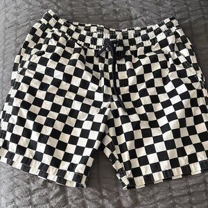 Vans Black and White Checkered Shorts size medium